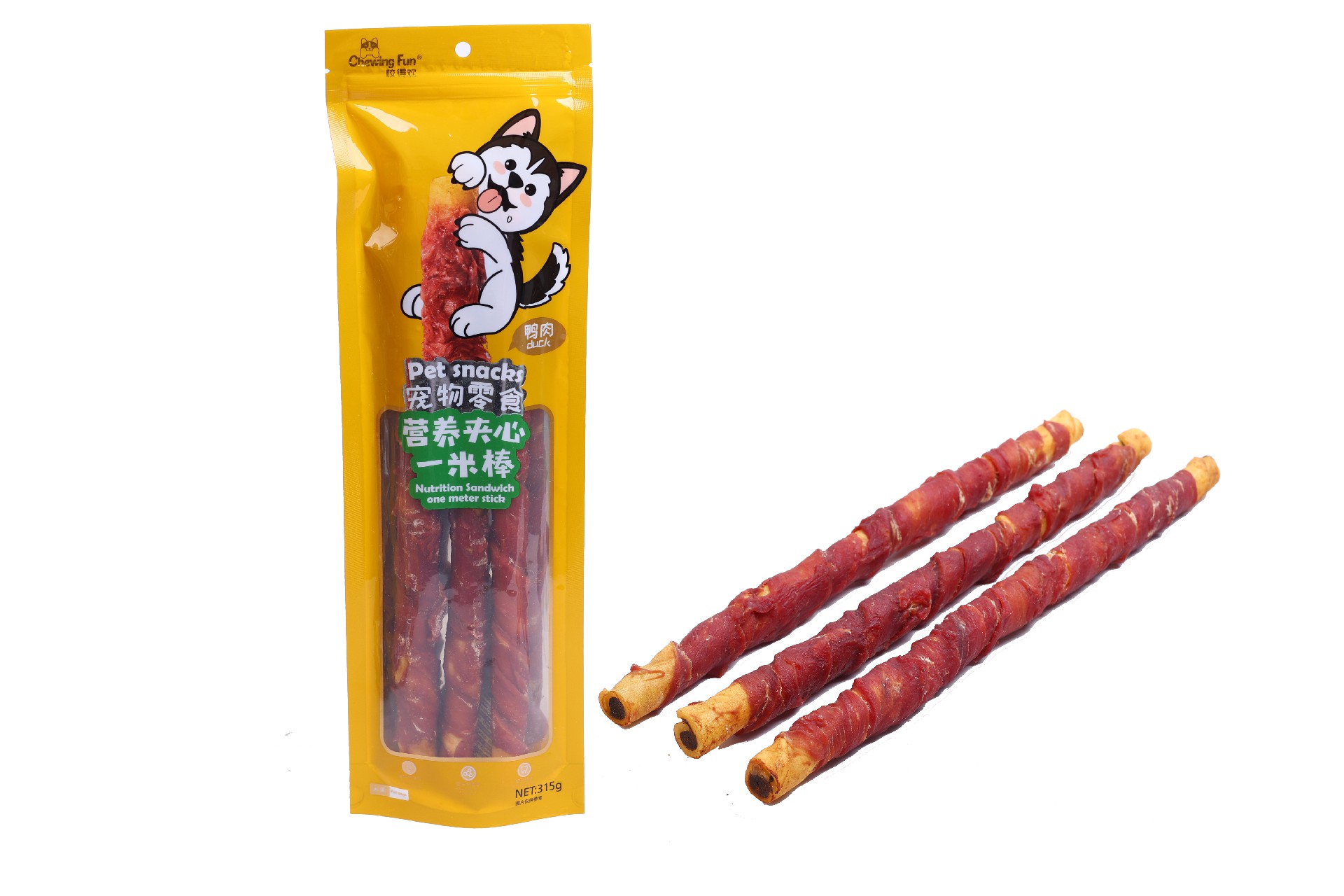 咬得歡鴨肉營養(yǎng)夾心一米棒